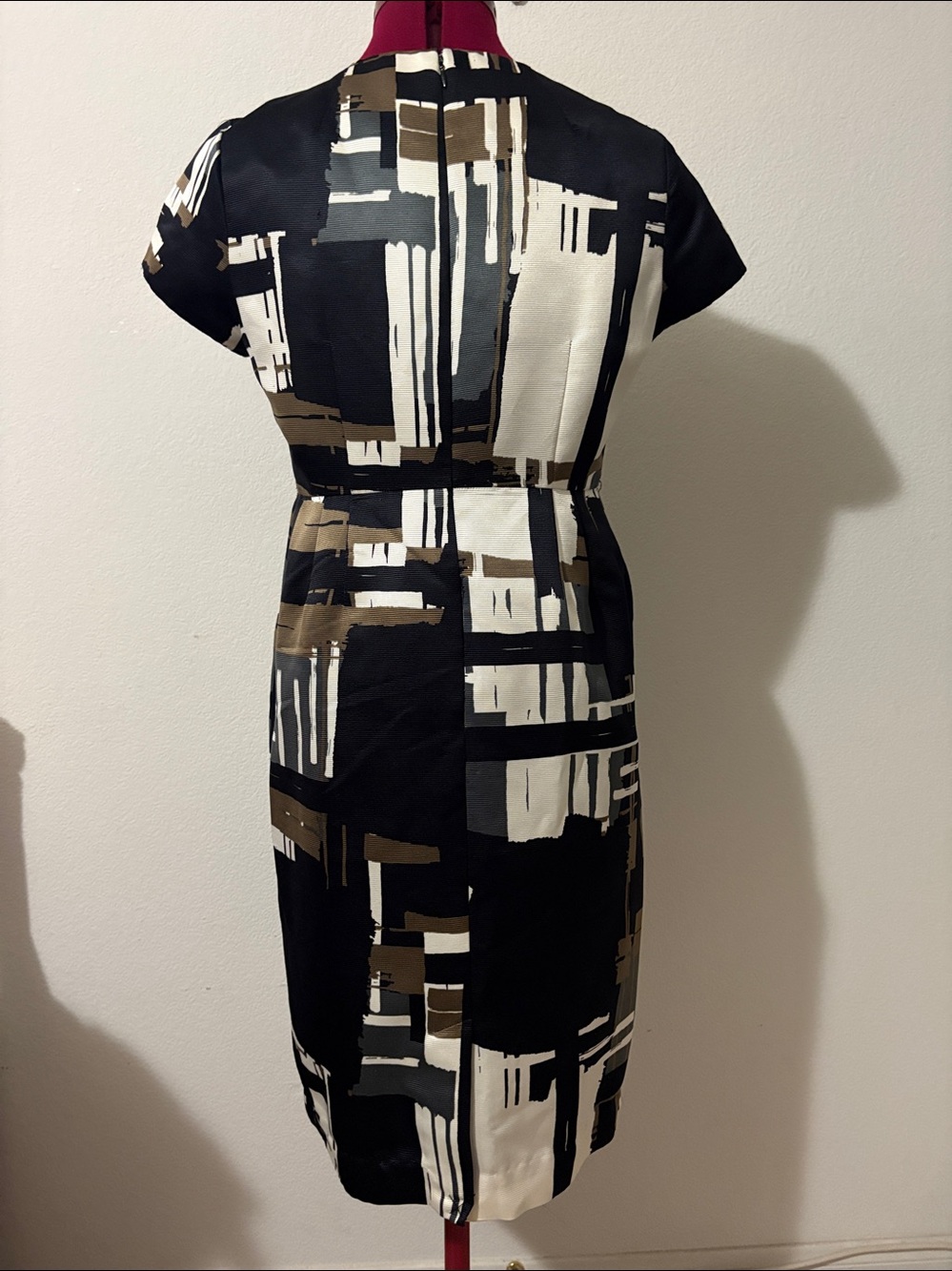 Apostrophe Color Block SZ 10 lined Dress side pockets puff sleeves back zipper - Picture 2 of 12